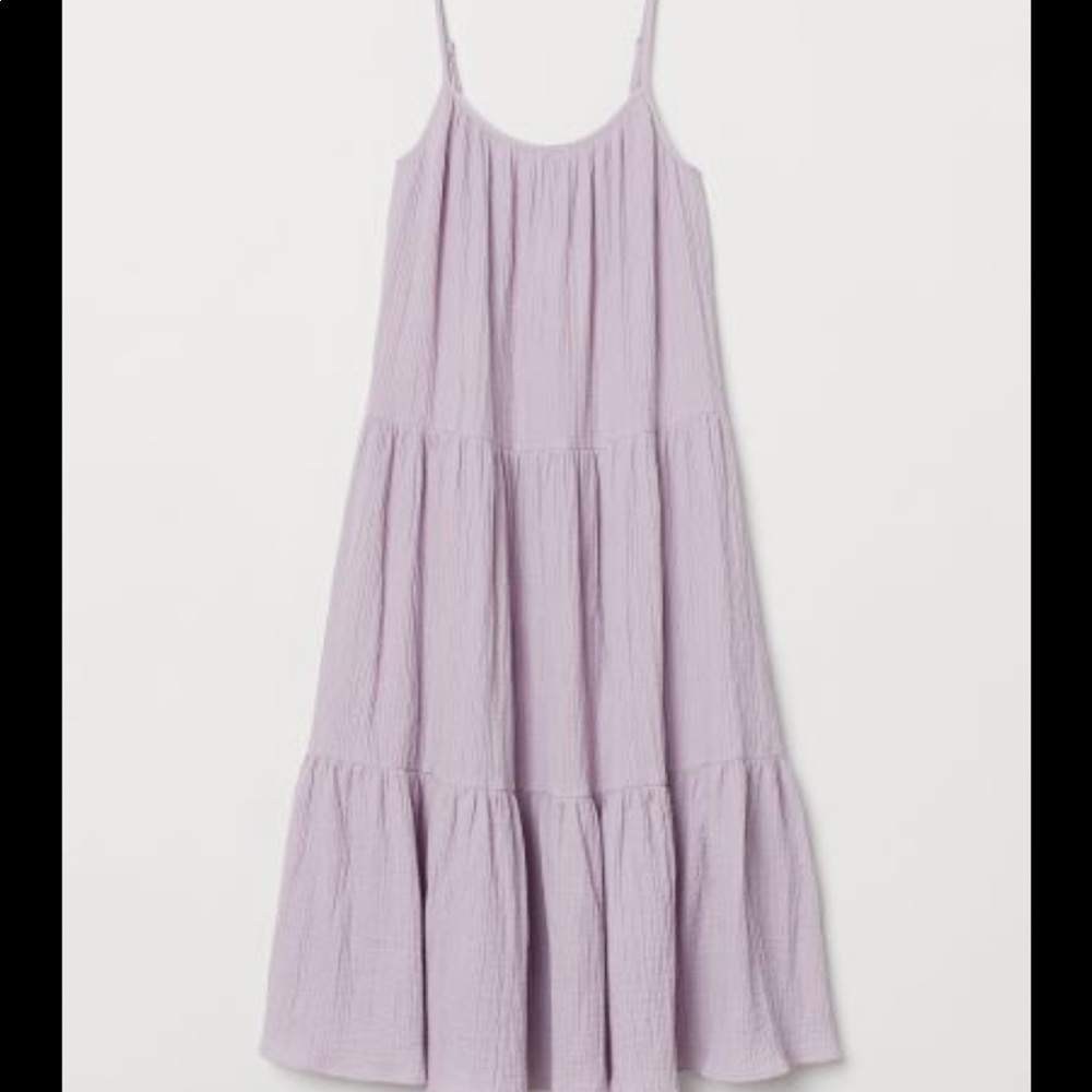 H&M Cotton Crinkled Dress, Purple, Small
